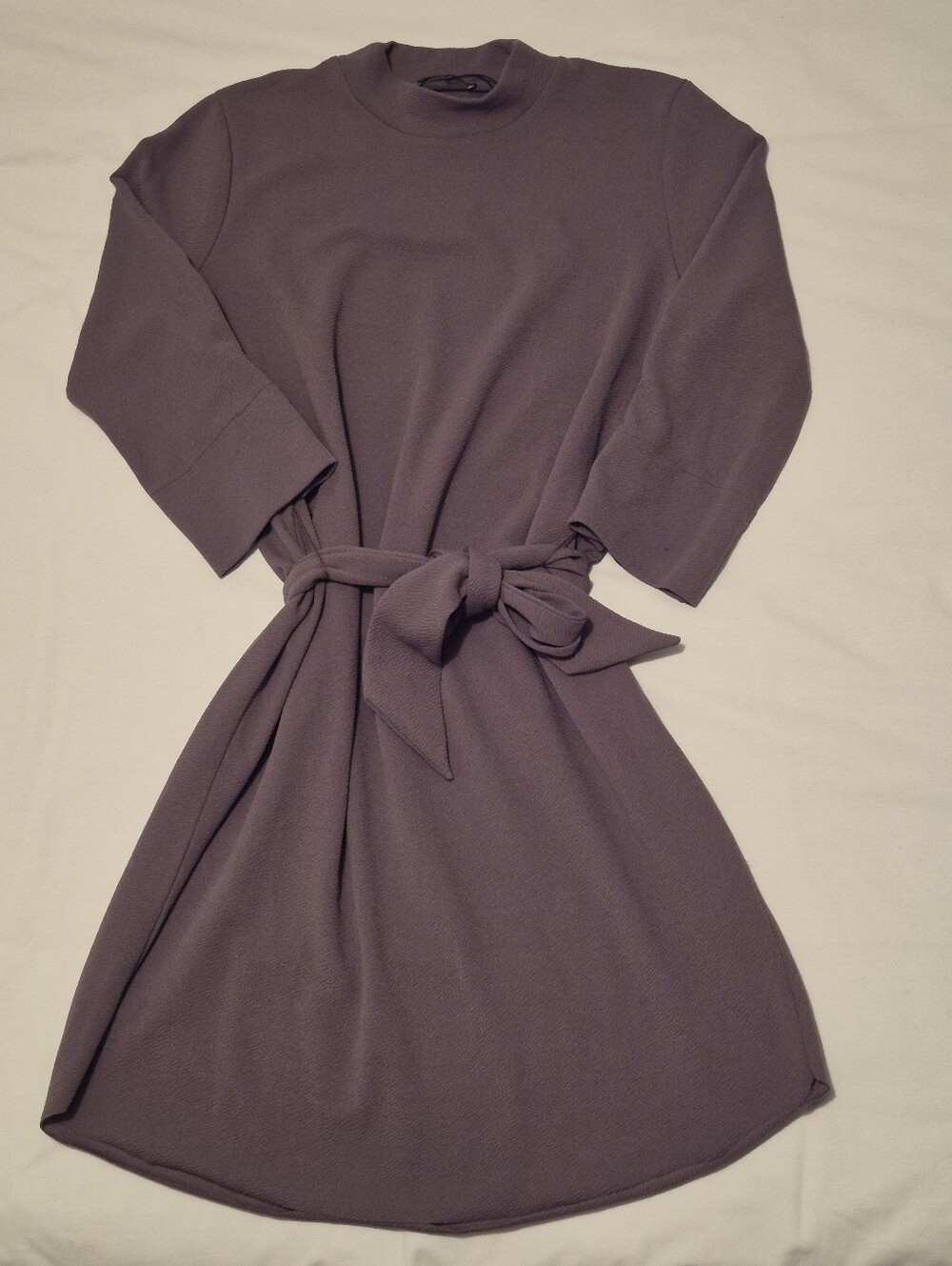 Zara Beige Tie-Waist 3/4 Sleeve Small Dress